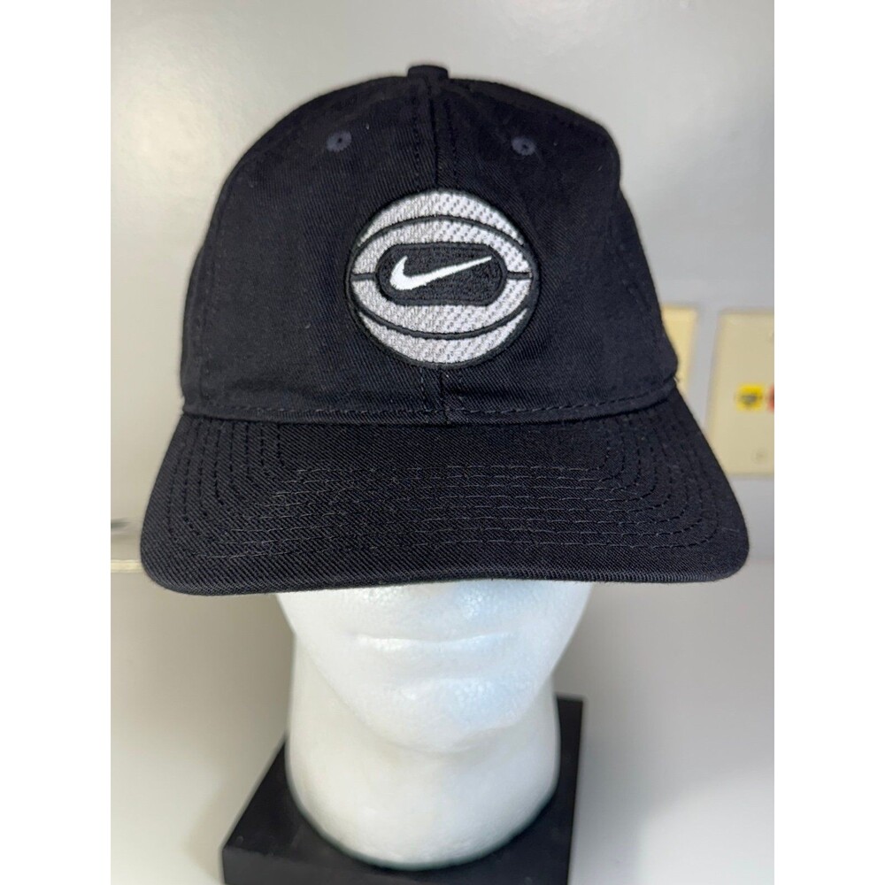 Vintage‎ 90's Nike Basketball Swoosh Snapback Cap Hat Spell Out Black USA